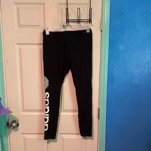 Black Adidas Linear Logo Leggings - Large